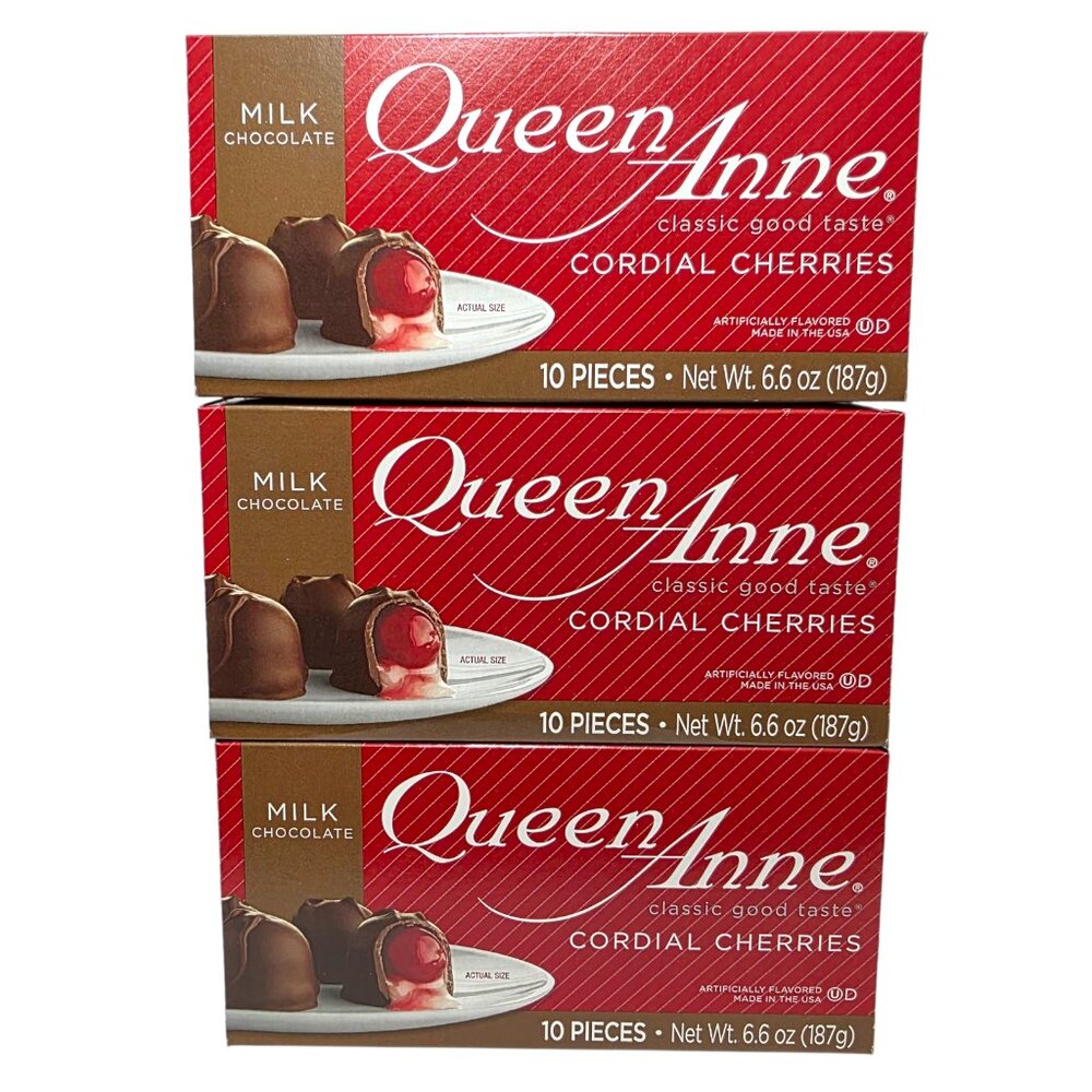 3 Boxes Queen Anne Milk Chocolate Cordial Cherries 30 Pcs -Best By DECEMBER/2026